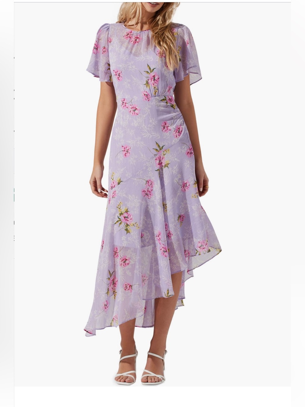 Lilac  Floral High-Low Skirt